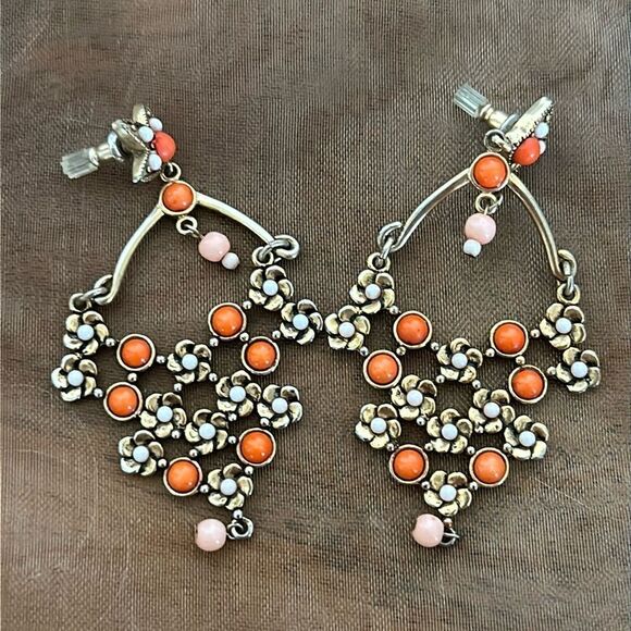 Floral Beaded Chandelier Earrings! - Picture 4 of 11
